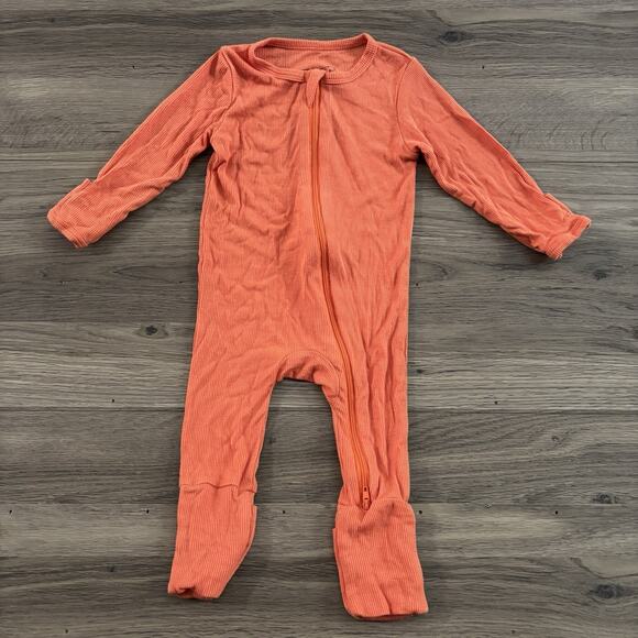 Scainf Baby Boy Unisex Bamboo 3/6mo Zipper Sleeper Outfit Pajama Orange Pumpkin - Picture 4 of 6